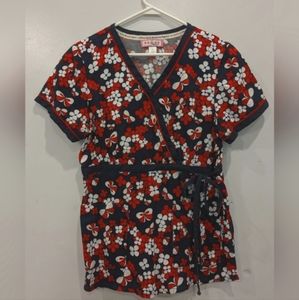 Koi Floral Scrub Top